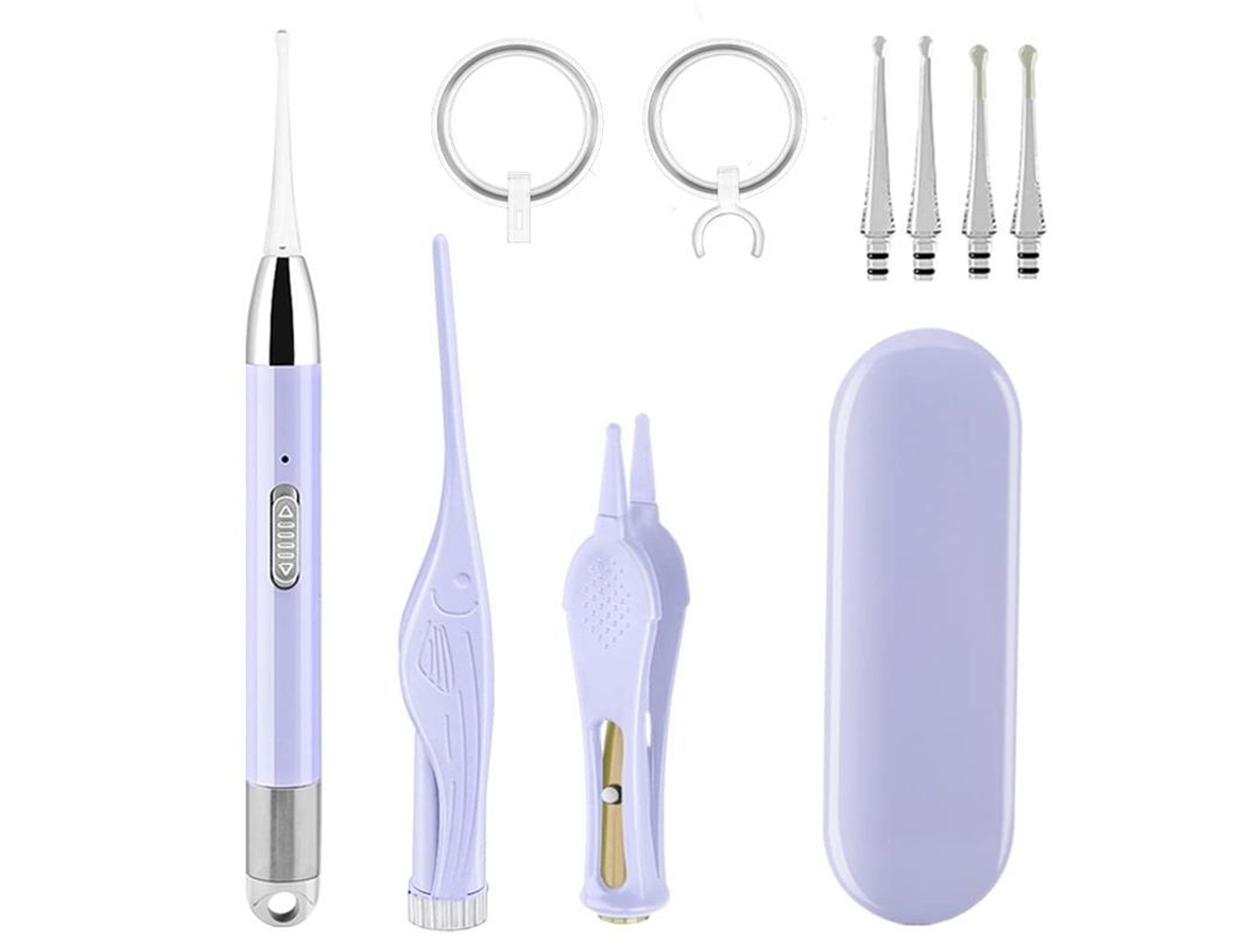 Kit De Eliminación De Cerumen Linjou Con Luz Led Y 3 Herramientas De Limpieza (morado)