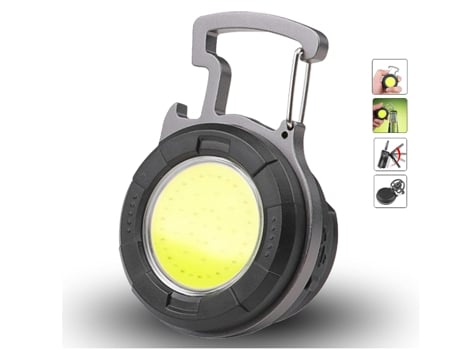 Mini linterna COB de 800 lúmenes y 4 modos con soporte plegable, mini lámpara portátil con abrebotellas de bolsillo Chronos Lantern-0221 (negro) YI...
