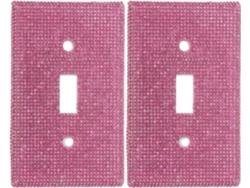 Juego De 2 Placas De Interruptor Decorativas De Diamantes De Imitación Rosas Con Purpurina,