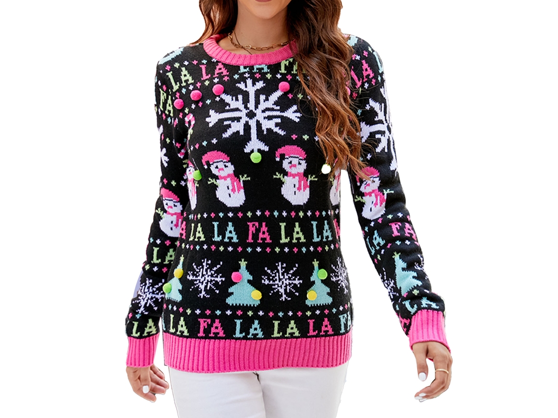 2026altiro-jersey Camiseta navideña de manga larga con cuello redondo para mujer, suave y casual, diseño de muñeco de nieve pequeño A1041 Talla L