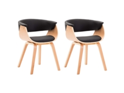 Maison Exclusive - Sillas De Comedor 2 Uds Madera Curvada Y Cuero Sintético Negro