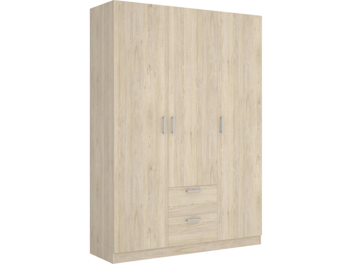 Armario de 3 Puertas y 2 Cajones DKIT Maxi (Natural - 215x150x52 cm)