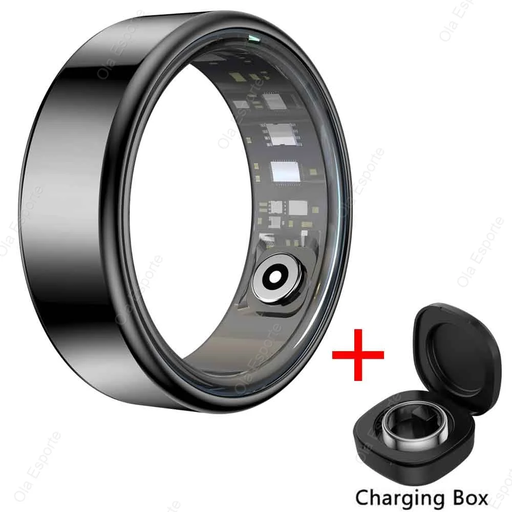 (negro, Estuche De Carga, Talla 10) Anillo Inteligente, Monitorización De Frecuencia Cardíaca Y Oxígeno En Sangre, Resistente Al Agua.