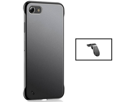 Kit Carcasa Bumper + Soporte Magnético L Carro iPhone SE 2022 PHONECARE Transparente y Negro
