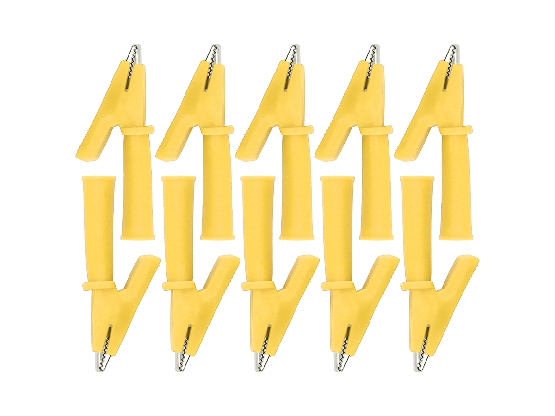 2026velora-10 Pinzas Cocodrilo De Latón Con Aislamiento Pvc Para Multímetro Y Conectores Banana De 4mm Amarillo