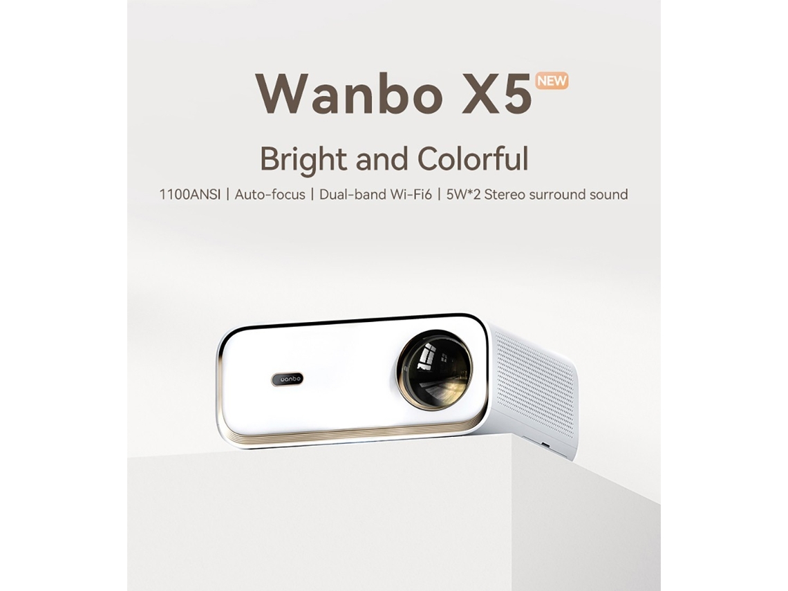 Proyector portátil wanbo x5/ 1100 lúmenes/ full hd/ hdmi/ bluetooth/ wifi/  blanco