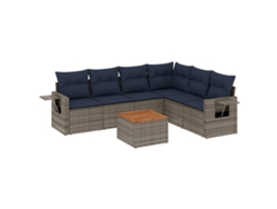 Maison Exclusive - Conjunto De Sofá De Jardín De 7 Piezas Con Cojines, Poliratán Gris