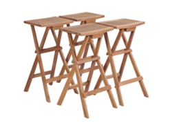 Taburetes de bar plegables (4 unidades), madera maciza de teca, DKD Home Decor