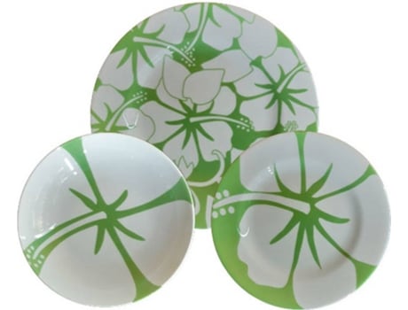 Vajillas Completas STUDIO NOVA Aloha (18 Piezas - Porcelana - Blanco y Verde)