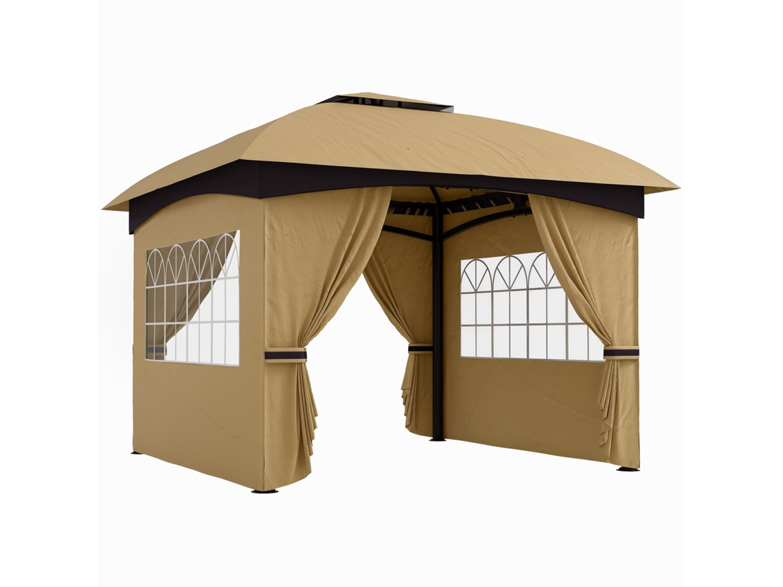 Pabellón Beige, 3,4 M, Impermeable, Con Techo Doble De Metal.