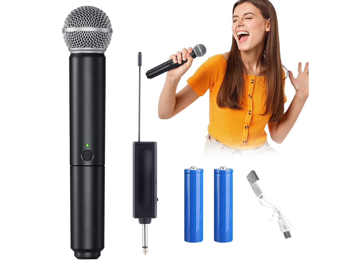 Sistema de micrófono inalámbrico UHF profesional de dos canales, equipado con micrófono dinámico y receptor recargable. MDUG (Tipo A)