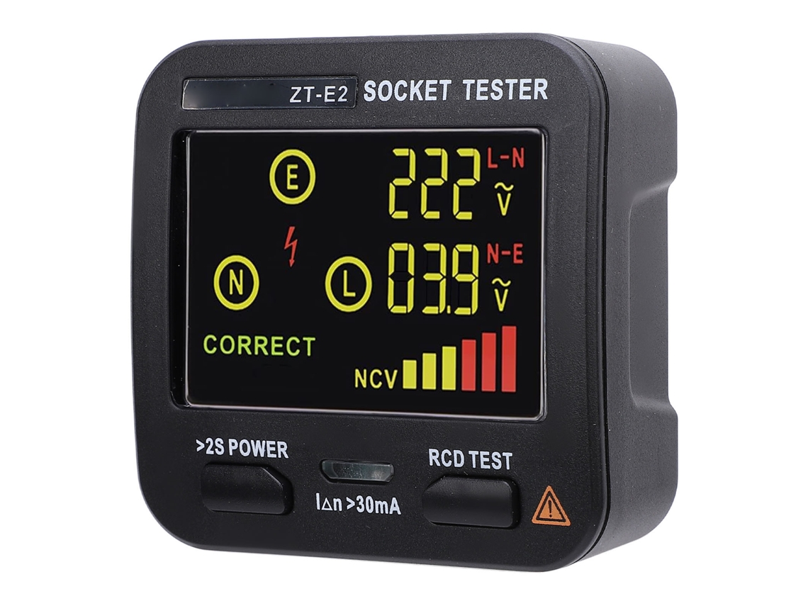 Testador De Tomadas Com Tela Lcd Colorida Detecção De Vazamento Teste De Fio Neutro E Ativo