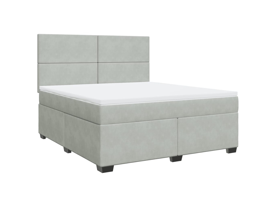 Maison Exclusive - Cama Box Spring Con Colchón Terciopelo Gris Claro 180x200 Cm