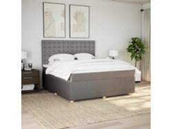 Cama Box Spring Con Colchón Tela Gris Taupe 180x200 Cm