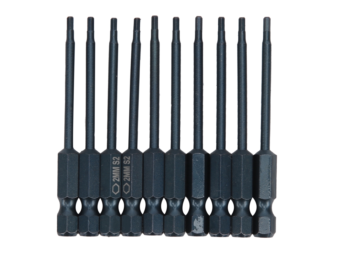 10 Puntas Hexagonales De Acero Magnético S2 Para Herramientas Eléctricas Manuales, 6,3 Mm De Diámetro, 65 Mm De Longitud.