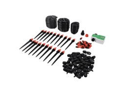 Kit de riego por goteo con temporizador para jardines y plantas.