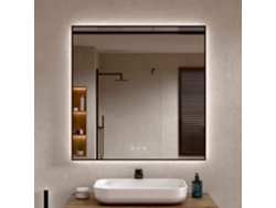 Espejo de Baño con Luz LED Perimetral, Luz Regulable en 3 Colores e Intensidades, Antivaho, Aluminio Negro 70 x 60 cm Bellobath