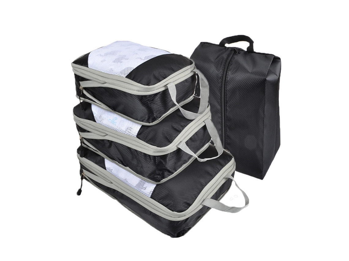 Juego De 4 Piezas, Organizadores De Equipaje De Viaje De Malla Expandible Para Ropa, Ropa Interior CHRUI Black