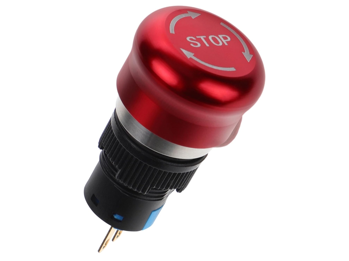 Botón Pulsador De Emergencia De Metal Niquelado De 16 Mm, Parada Rápida, Interruptor Impermeable Adecuado Para