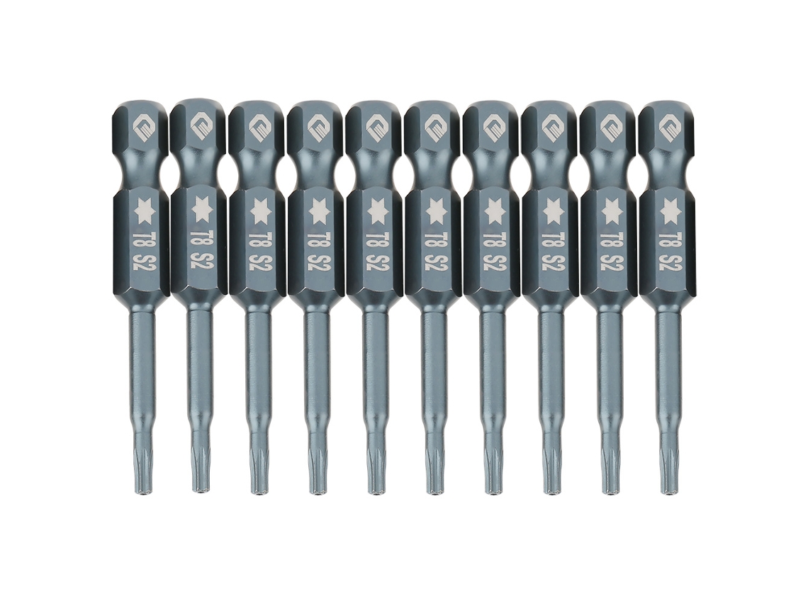 Kit De 10 Brocas De Destornillador Estrella Segura T8 Magnéticas, Mango Hexagonal 1/4", 50mm