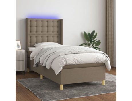 MAISON EXCLUSIVE Colchón con somier y LED 90x190 cm Tejido marrón-gris