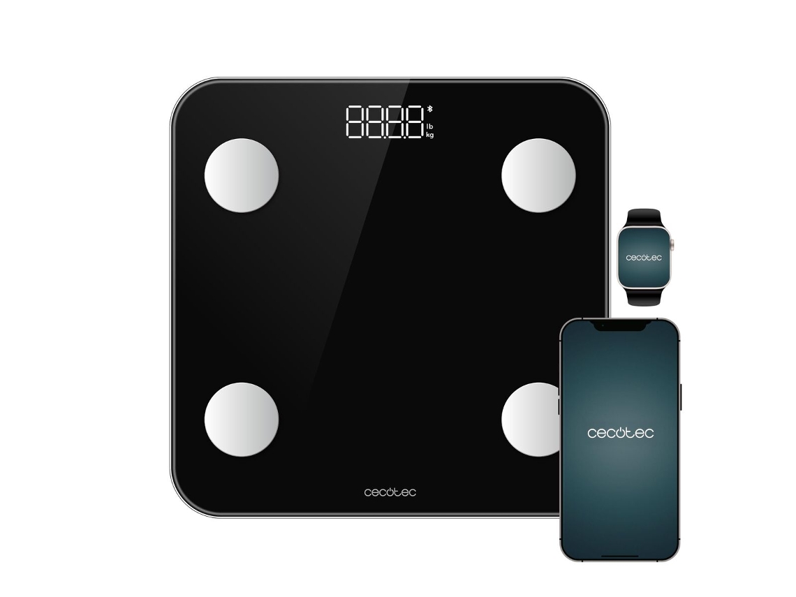 Báscula de baño digital inteligente Cecotec Surface Precision (negra, vidrio templado con app)
