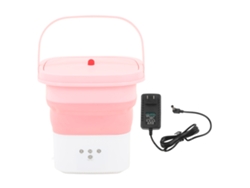 Máquina De Lavar Portátil Dobrável Pequena Baixo Ruído Com Desidratador Para Casa 100‑240v Rosa+branco Plug Us