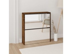 Zapatero con espejo y 2 compartimentos 63x17x67cm Roble ahumado Lovely Home
