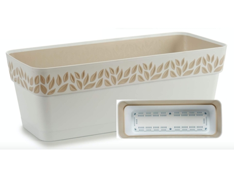 Maceta De Plástico + Bandeja Interior + Plato Maceta Blanco 50 Cm Rectangular TIENDA EURASIA