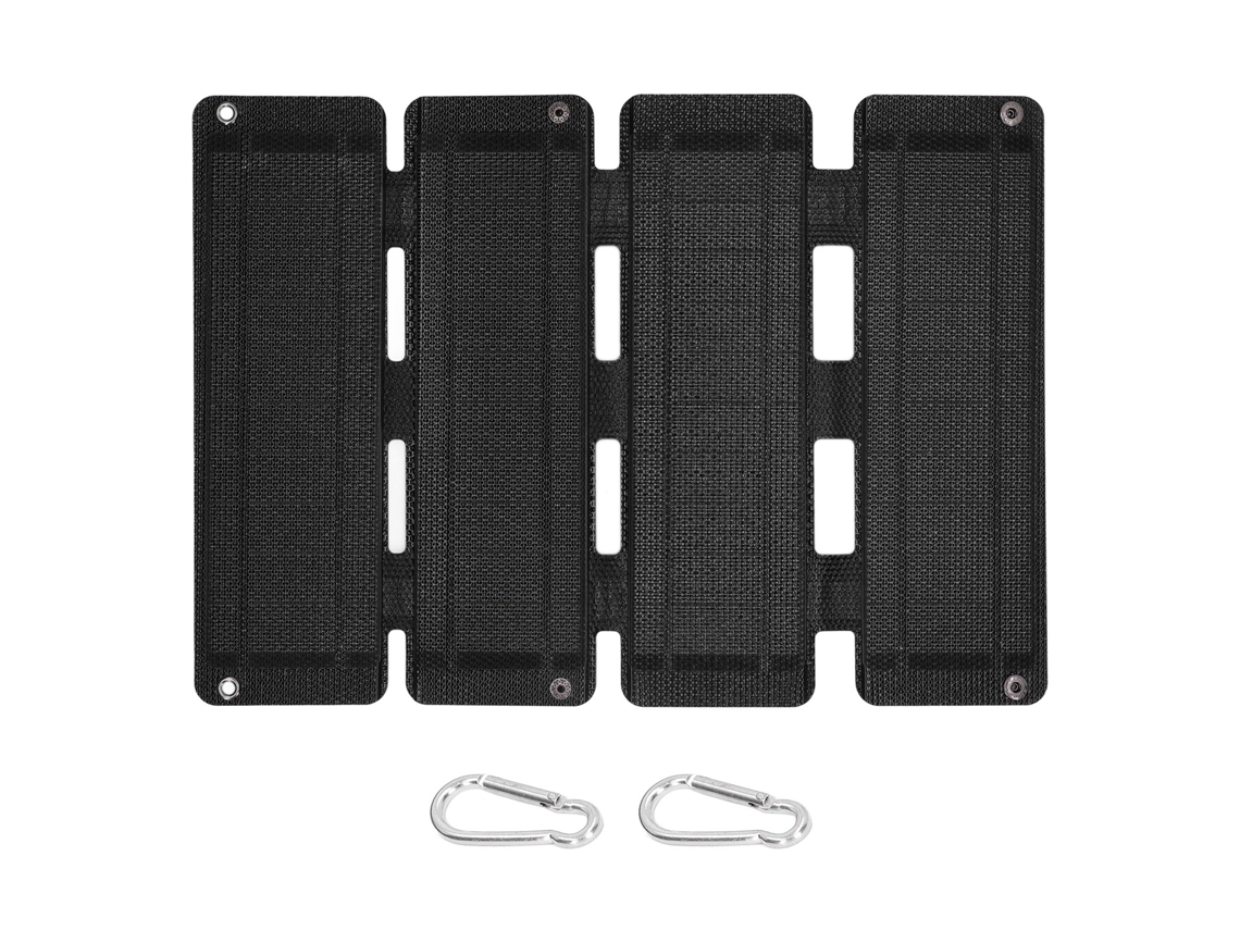 Cargador Solar Plegable De 14 W Con 2 Puertos Usb, Alta Tasa De Conversión Del 20,5 %, Ipx6 Para Uso En Exteriores, Negro.
