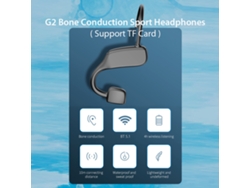 Auriculares estéreo inalámbricos de conducción ósea G2 BT5.1, deportivos, compatibles con tarjeta TF, resistentes al agua y al sudor, con batería de 120 mAh.