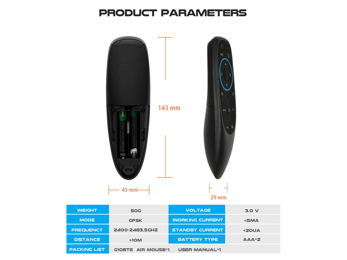 Controle Remoto Sem Fio G10bts Bluetooth 5.0 Mouse Aéreo Com Gyroscópio E Aprendizagem Ir Para Android Tv Box Htpc Pctv