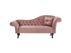 Chaise longue derecho BELIANI Lattes de Terciopelo Rosa 188x59x87