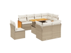 Conjunto 9 de sofás de jardín VIDAXL con cojines ratán sintético beige
