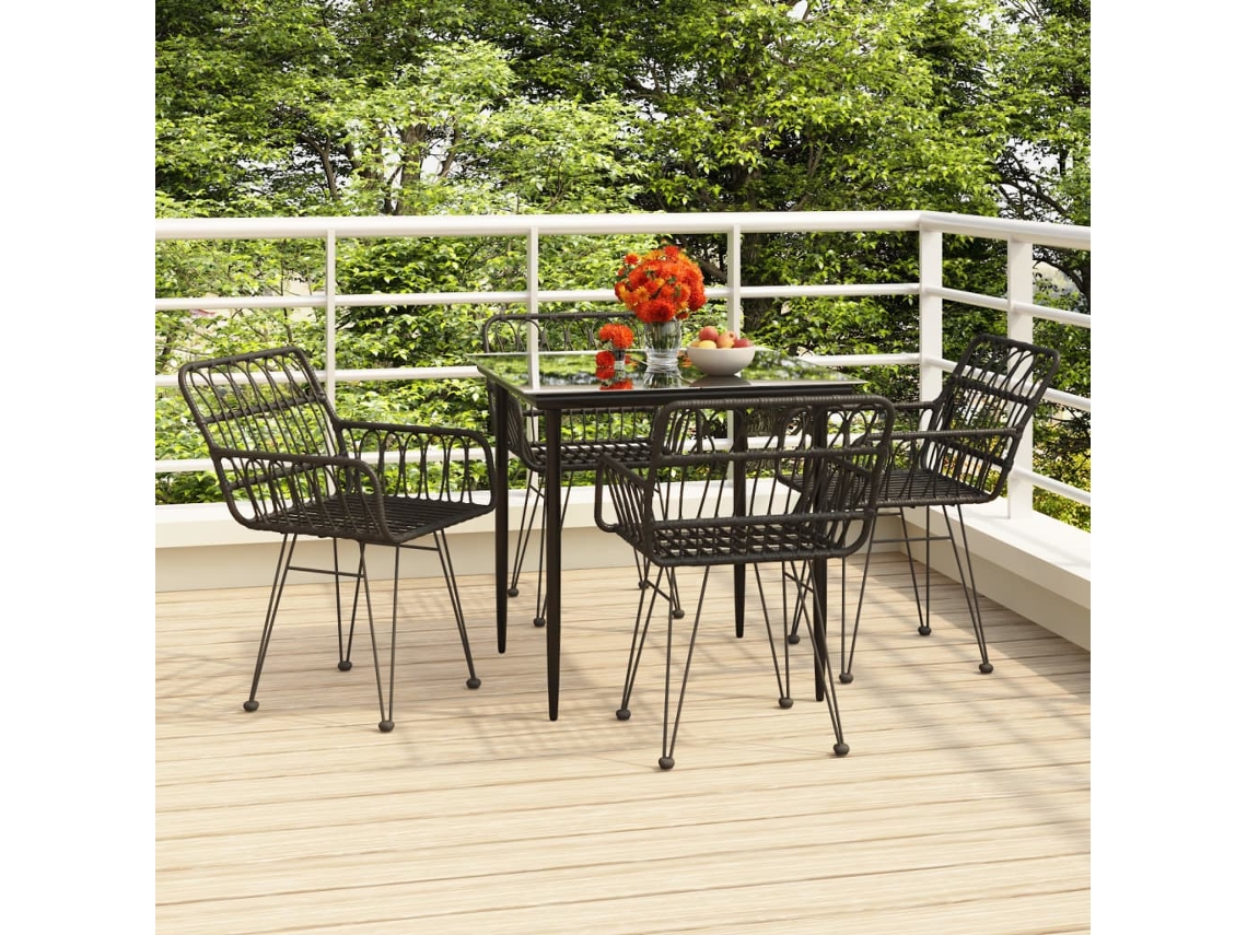 Juego de comedor de jardín DKD Home Decor de 10 piezas en mimbre negro