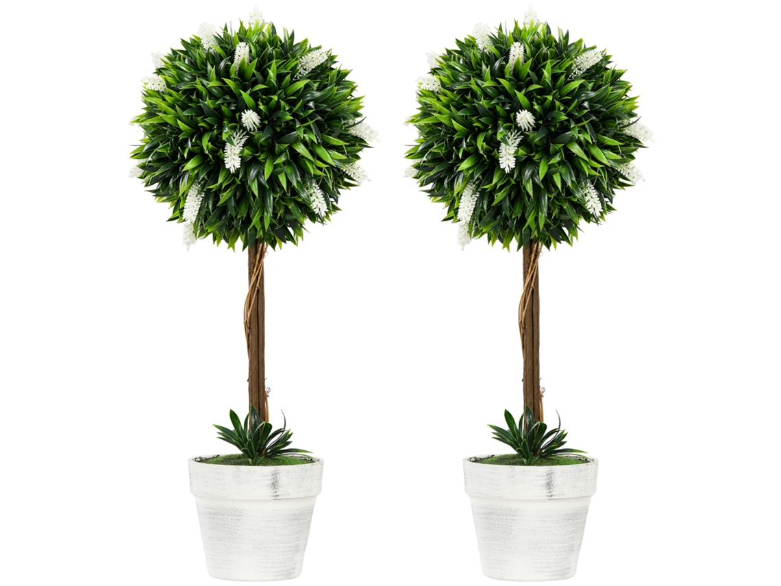 Set de 2 Lavanda Artificial, Planta Artificial Grande de 60 cm, Plantas Artificiales en Maceta, Flor Artificial de Plástico Zkaka