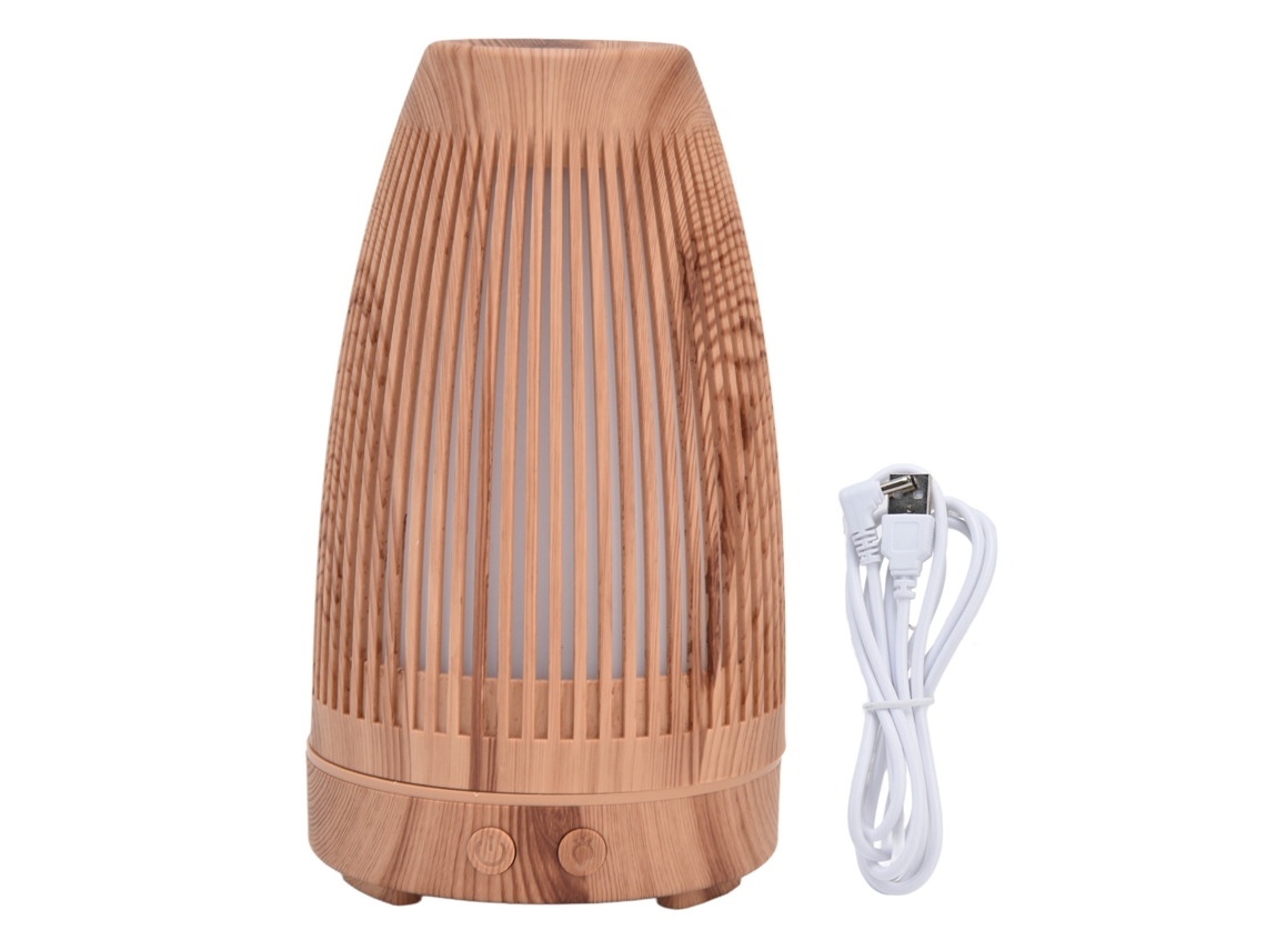 Difusor De Aceites Esenciales Con Humidificador, Textura De Madera, Recargable Por Usb, Luz Nocturna, 100-200 Ml.