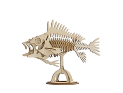 Rompecabezas de madera 3D de fósil de pez, 26 piezas (34 x 11,5 x 22 cm) DAM