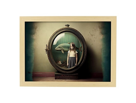 NACNIC Poster Ojo De Buey En Estilo Surrealismo Cinematográfico Ilustraciones Y Grabados De Historieta Abstracta Y Artística A3 Marcos Madera