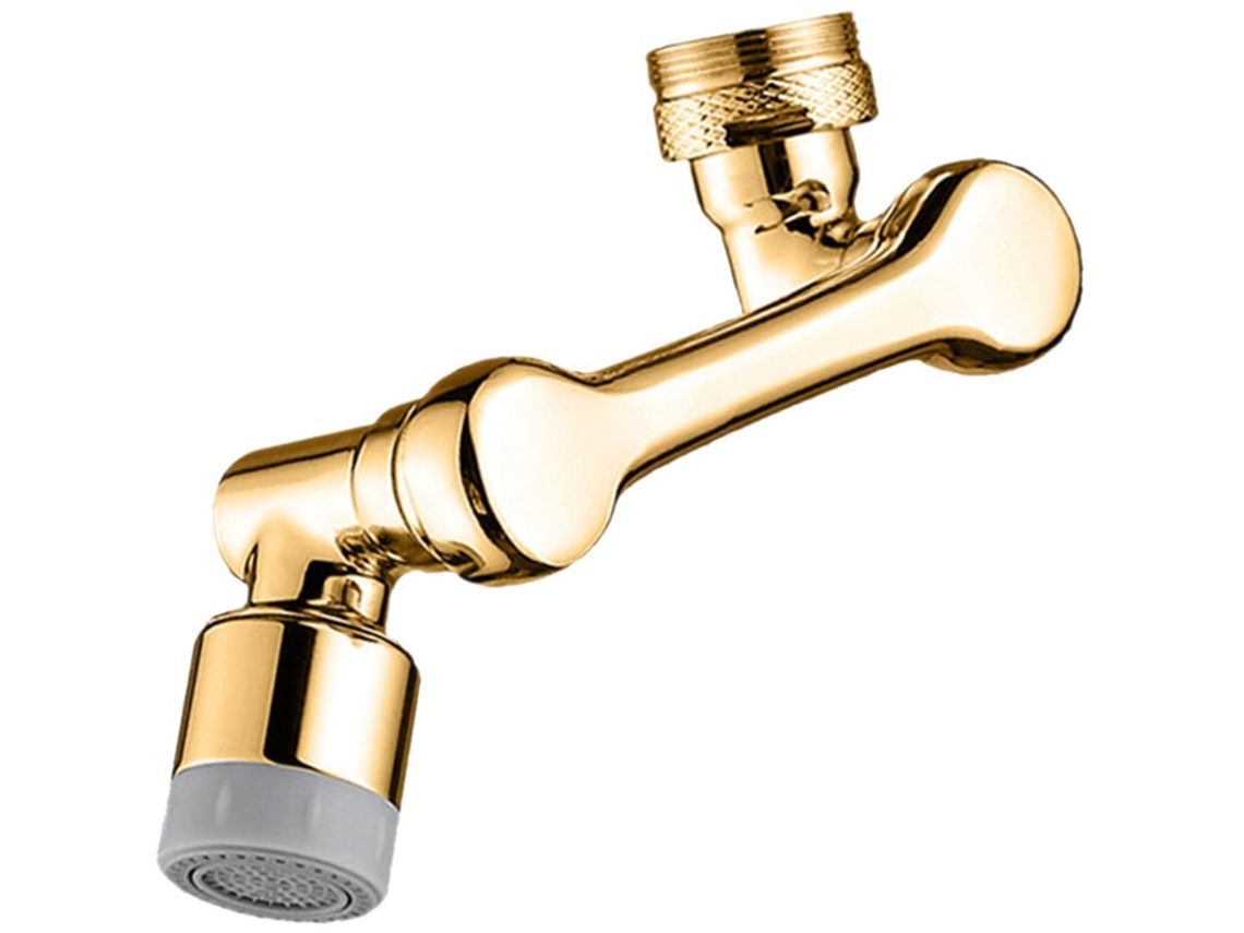 RELAVAEV Brass Universal 1080 ° Rotatable Folding Arm Basin Mixer Tap Extensão Splash Filter Aerador, Ouro 2 Modos De Saída Unoiu