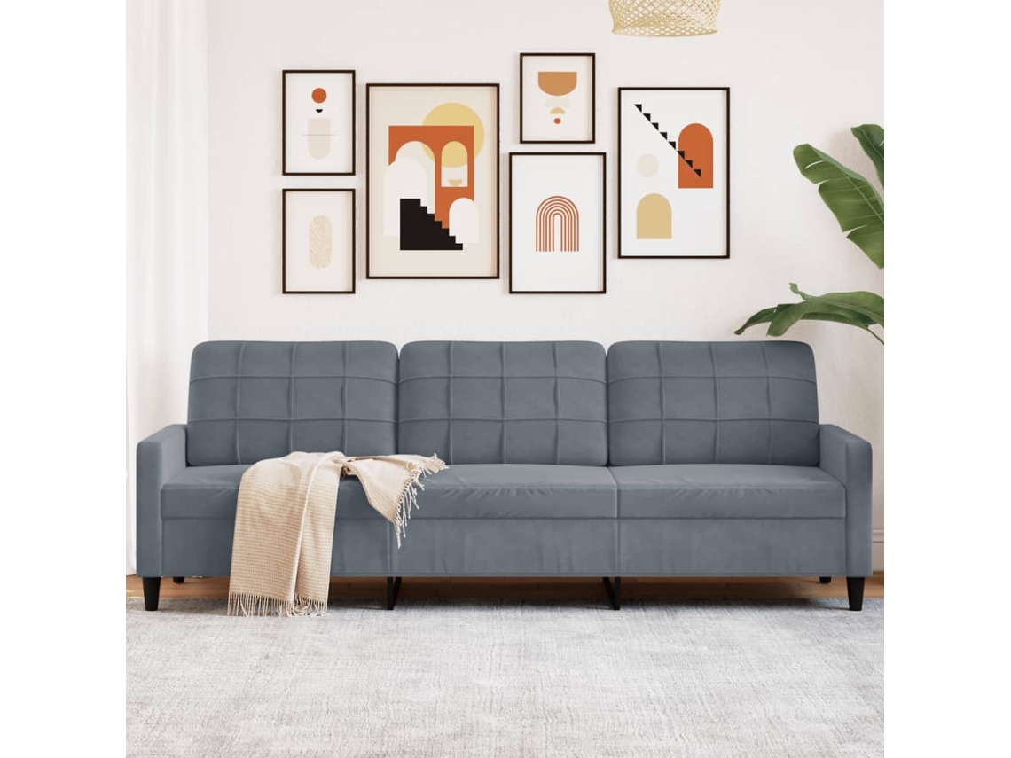 Sofá De 3 Plazas Terciopelo Gris Oscuro 210 Cm