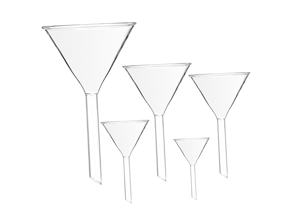 Conjunto De 5 Funis Triangulares De Vidro Para Laboratório Químico