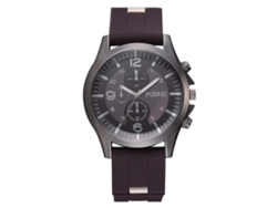 Reloj De Pulsera Masculino De Cuero Marrón Con Dial Clásico Y Correa De Silicon