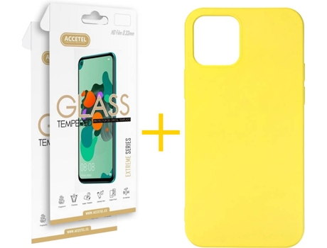 Kit Funda + 2 Protectores de Pantalla Apple iPhone 11 SKYHE Liso (Amarillo)