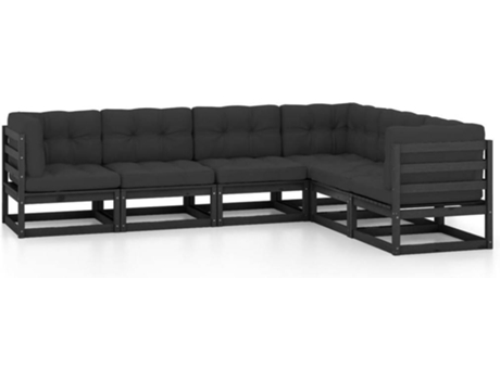 Conjunto 6 de muebles de jardín VIDAXL y cojines madera maciza pino