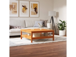 Mesa De Centro Madera Maciza De Pino Marrón Cera 100x100x40 Cm