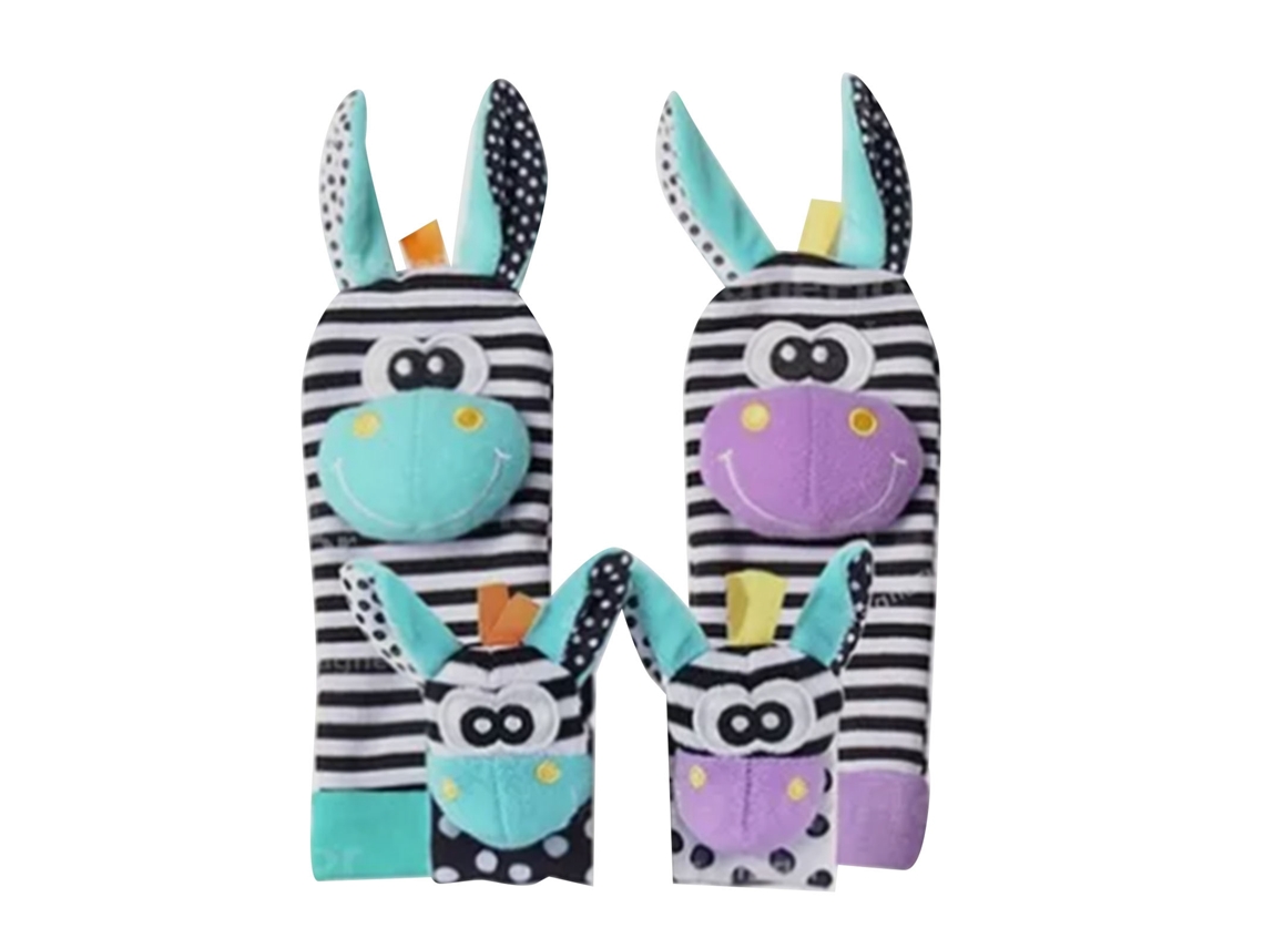 Conjunto De Peluches De Animales Bebés Con Calcetines De Pelota, Pie Y Pulsera Con Sonajero 005