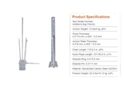 Kit de ancla Fluke, incluye cadena y cuerda, ganchos de seguridad, 13 libras