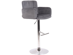 Taburete de bar giratorio en terciopelo gris oscuro y metal cromado con reposabrazos, reposapiés y respaldo Tdb10649 Dcoshop26