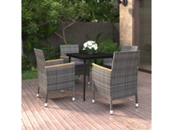Juego de comedor de jardín de 2 piezas con cojines, mimbre, polietileno y vidrio, Dkd Home Decor